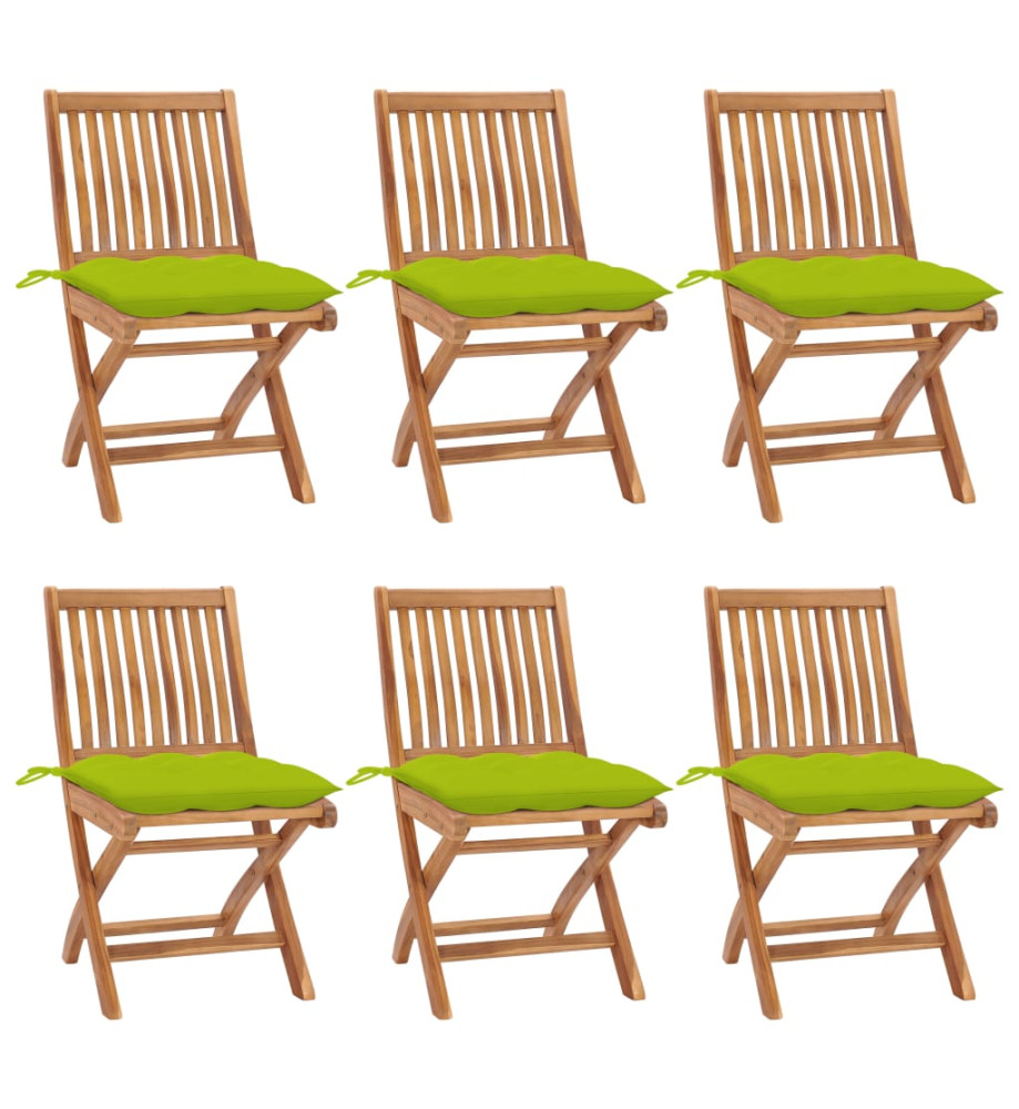 Chaises pliables de jardin avec coussins 6 pcs Bois de teck Chaises pliables de jardin avec coussins 6 pcs Bois de teck