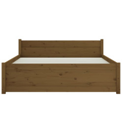 Cadre de lit Marron miel Bois massif 135x190 cm Double