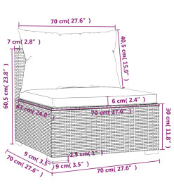 Salon de jardin 4 pcs avec coussins résine tressée gris