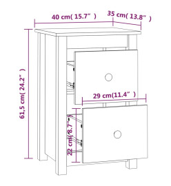 Tables de chevet 2 pcs 40x35x61,5 cm Bois de pin massif