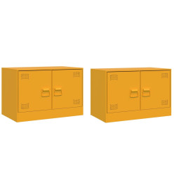 Meubles TV 2 pcs jaune moutarde 67x39x44 cm acier