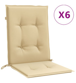 Coussins de chaise à dossier bas lot de 6 beige mélangé tissu