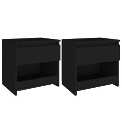 Tables de chevet 2 pcs Noir 40x30x39 cm Aggloméré