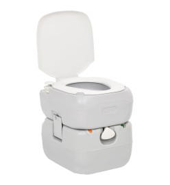 Toilette de camping portable gris et blanc 22+12 L PEHD