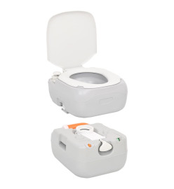 Toilette de camping portable gris et blanc 22+12 L PEHD