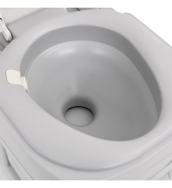 Toilette de camping portable gris et blanc 22+12 L PEHD