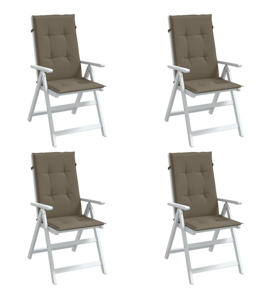 Coussins de chaise à dossier haut lot de 4 taupe mélangé tissu