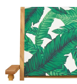 Ensemble à manger de jardin 5 pcs motif de feuilles tissu bois
