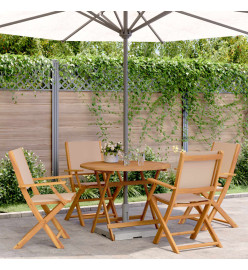 Ensemble à manger de jardin 5 pcs taupe tissu et bois massif