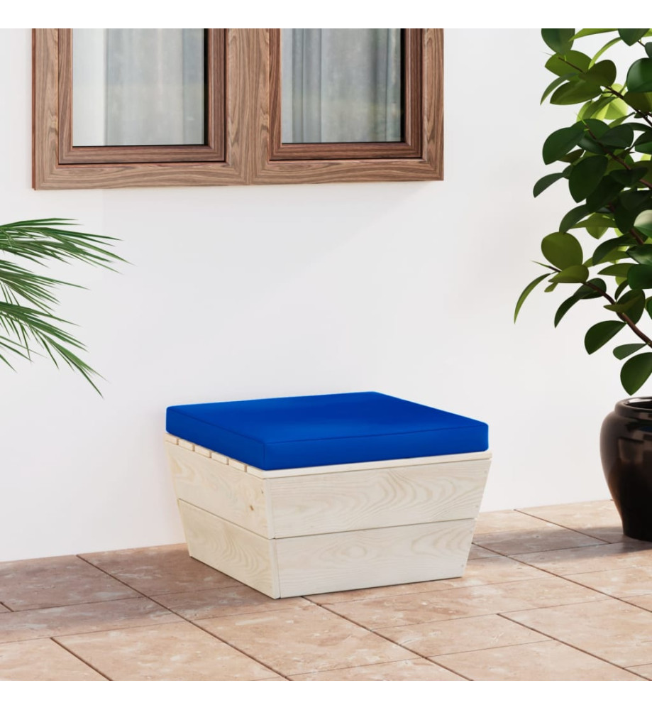 Repose-pied palette de jardin avec coussin Épicéa imprégné Repose-pied palette de jardin avec coussin Épicéa imprégné