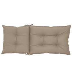 Coussins de chaise de jardin dossier haut lot de 2 taupe tissu