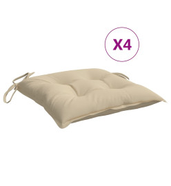 Coussins de chaise lot de 4 beige 40x40x7 cm tissu oxford