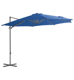 Parasol déporté avec mât en acier Bleu azuré 300 cm