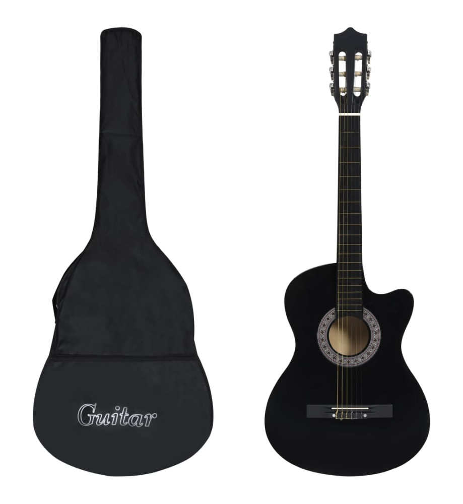 Ensemble de guitare découpée classique 12 pcs 6 cordes Noir 38"