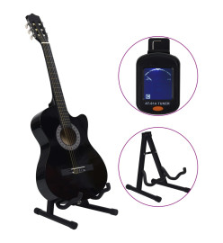 Ensemble de guitare découpée classique 12 pcs 6 cordes Noir 38"