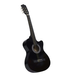 Ensemble de guitare découpée classique 12 pcs 6 cordes Noir 38"