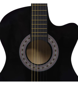 Ensemble de guitare découpée classique 12 pcs 6 cordes Noir 38"