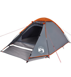 Tente de camping à dôme 2 personnes gris et orange imperméable