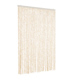 Rideau anti-mouches beige et blanc 118x220 cm chenille