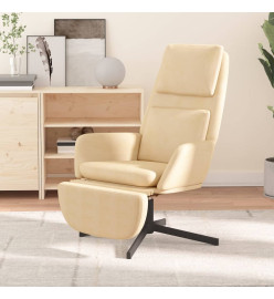 Chaise de relaxation avec repose-pied Blanc crème Velours