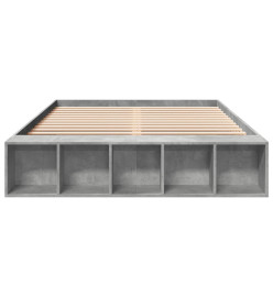 Cadre de lit gris béton 150x200 cm bois d'ingénierie