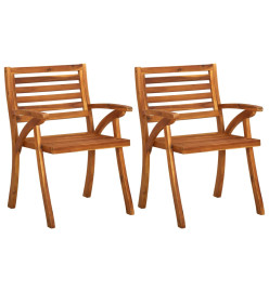 Chaises à dîner de jardin avec coussins 2 pcs Acacia massif