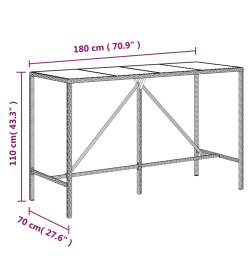 Ensemble de bar jardin 9 pcs noir poly rotin/bois massif acacia