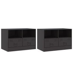 Meubles TV 2 pcs noir 67x39x44 cm acier