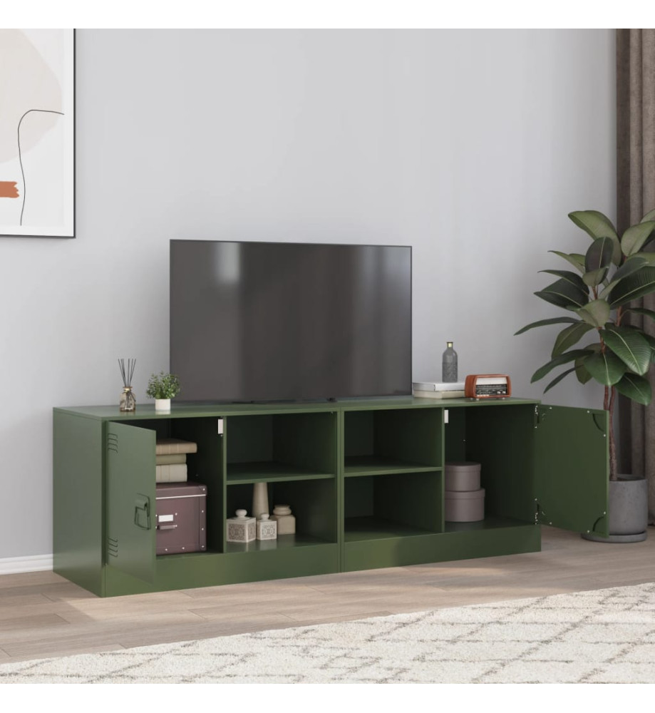 Meubles TV 2 pcs vert olive 67x39x44 cm acier