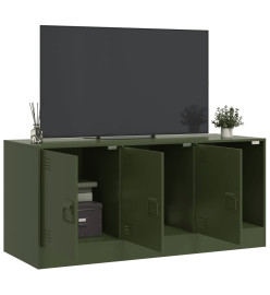 Meuble TV vert olive 99x39x44 cm acier