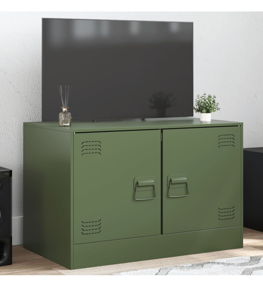 Meuble TV vert olive 67x39x44 cm acier