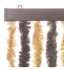 Rideau anti-mouches marron foncé et beige 100x220 cm chenille