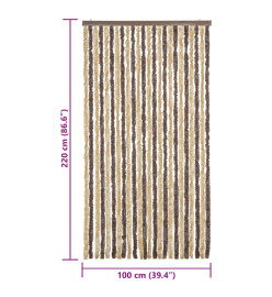 Rideau anti-mouches marron foncé et beige 100x220 cm chenille