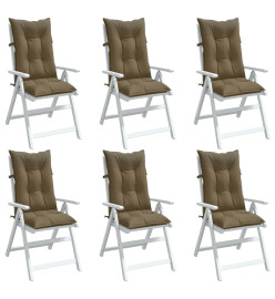 Coussins de chaise à dossier haut lot de 6 taupe mélangé tissu