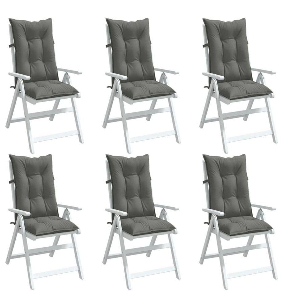 Coussins de chaise à dossier haut lot de 6 gris foncé mélangé