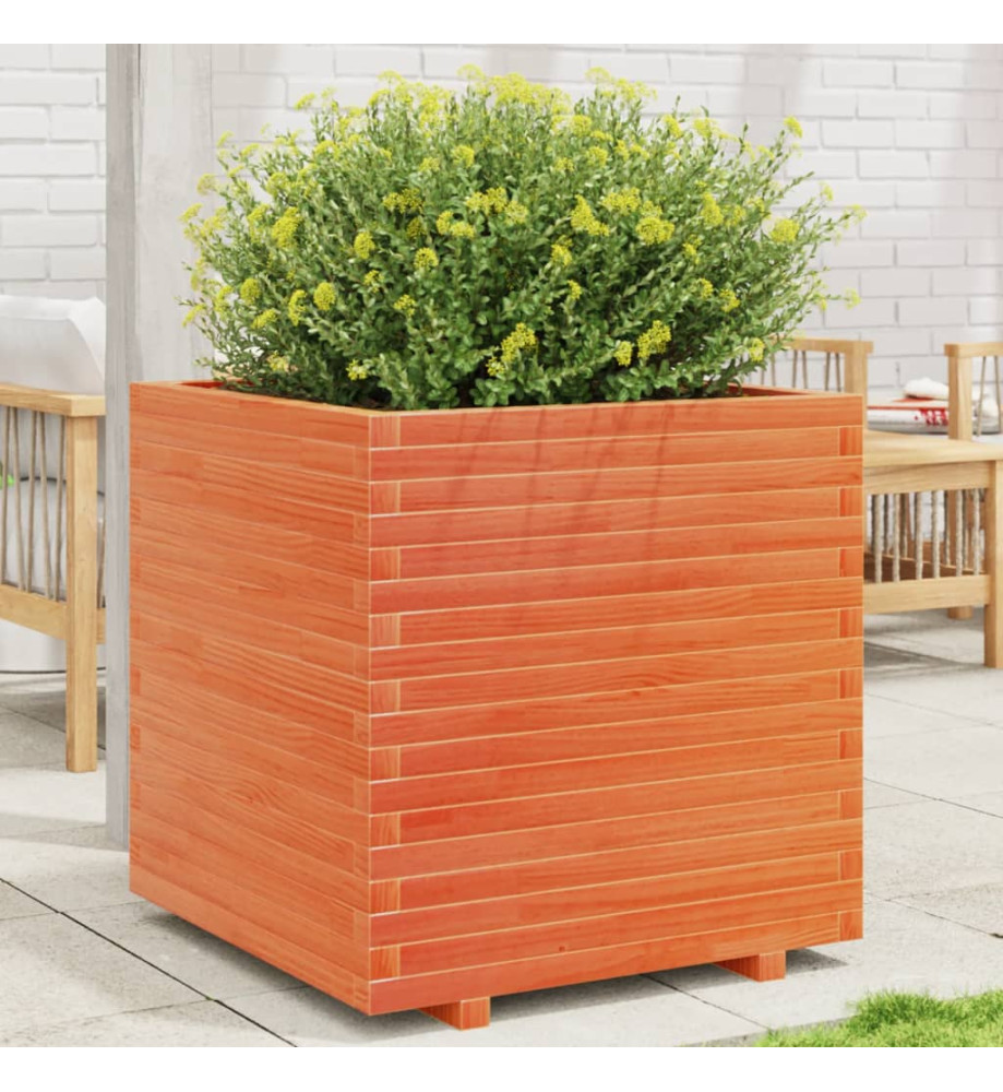 Jardinière cire marron 70x70x72,5 cm bois de pin massif