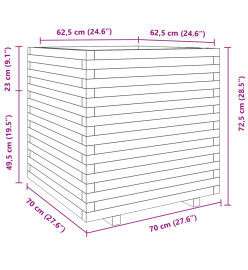 Jardinière cire marron 70x70x72,5 cm bois de pin massif