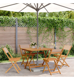 Ensemble à manger de jardin 5 pcs taupe tissu et bois massif