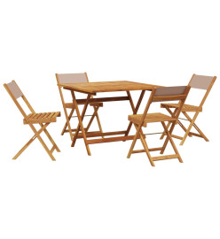 Ensemble à manger de jardin 5 pcs taupe tissu et bois massif