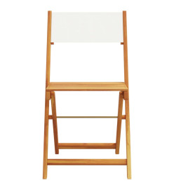 Ensemble à manger de jardin 5 pcs blanc crème tissu bois massif