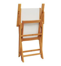 Ensemble de bistro 3 pcs blanc crème tissu et bois massif