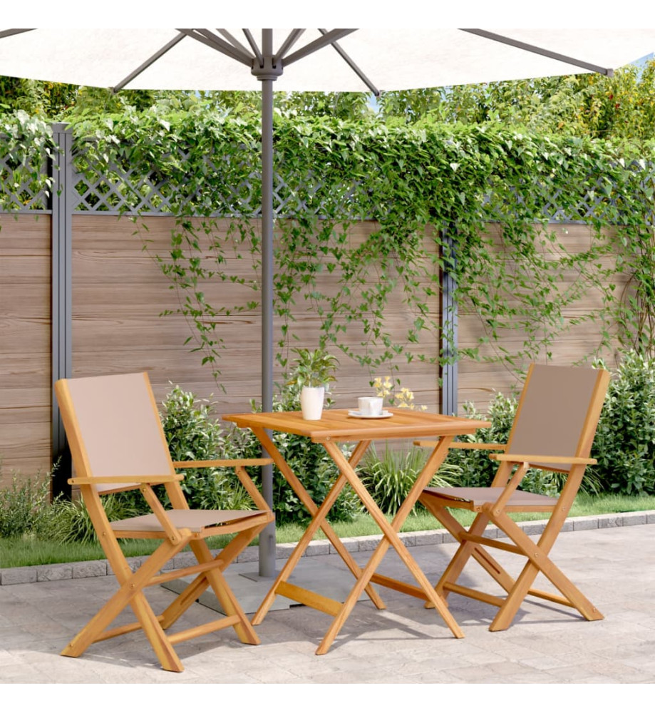 Ensemble de bistro 3 pcs taupe tissu et bois massif Ensemble de bistro 3 pcs taupe tissu et bois massif