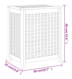 Bac à linge 50x35x60 cm bois de teck massif