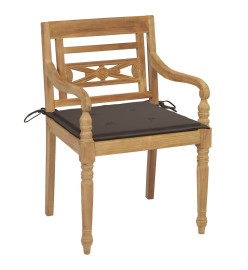 Chaises Batavia avec coussins 8 pcs Bois de teck solide