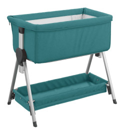 Lit pour bébé avec matelas Vert Tissu de lin