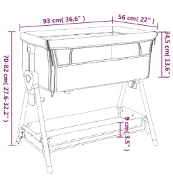 Lit pour bébé avec matelas Vert Tissu de lin