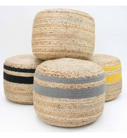 LABEL51 Pouf Jute tressé Gris et naturel