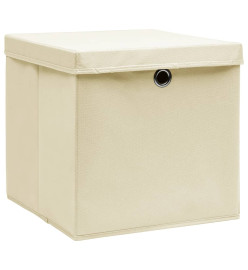 Boîtes de rangement avec couvercles 4 pcs 28x28x28 cm Crème