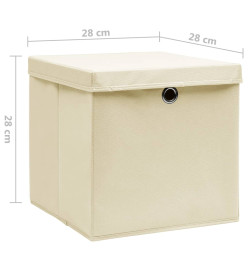 Boîtes de rangement avec couvercles 4 pcs 28x28x28 cm Crème