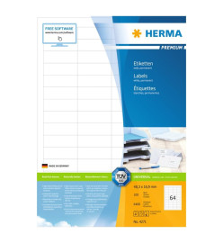 HERMA Étiquettes permanentes PREMIUM A4 48,3x16,9 mm 100 Feuilles